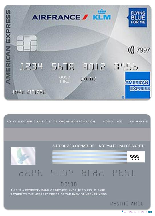 Download Netherlands Bank of Netherlands American Express card Photoshop template